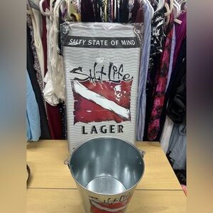 Salt Life Lager Metal Sign and Bucket NWOT
